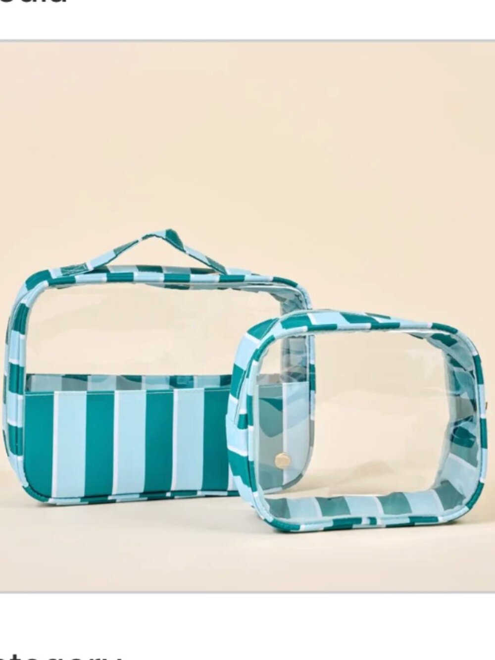 The Darling Effect - Clearly Chic Cosmetic Bag Set–Sicily Stripes Teal